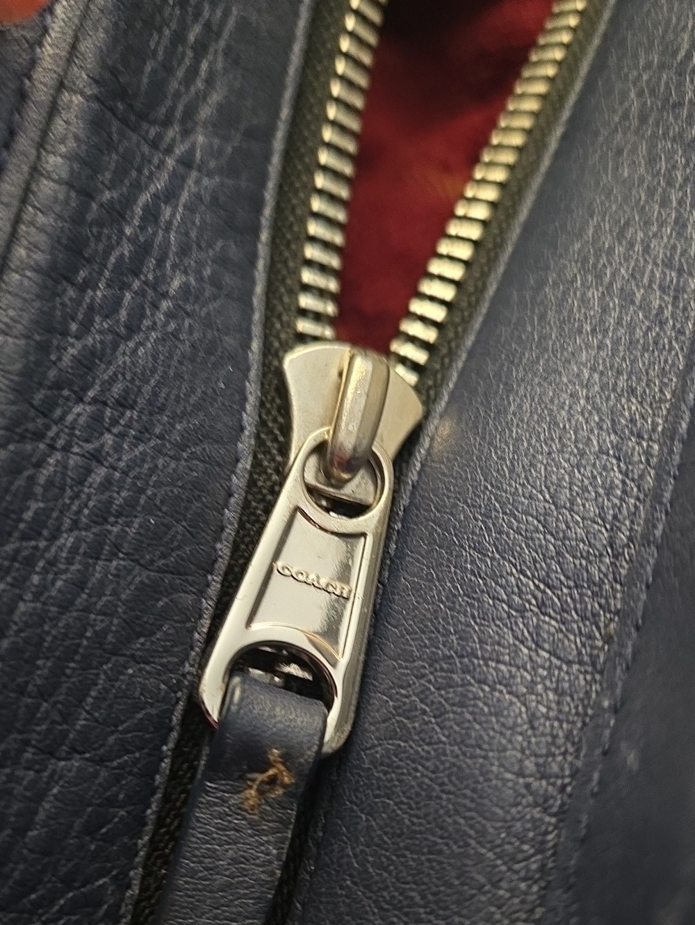 Coach Two-Tone Leather Satchel in Navy and Fuchsia Pink - Picture 3 of 5